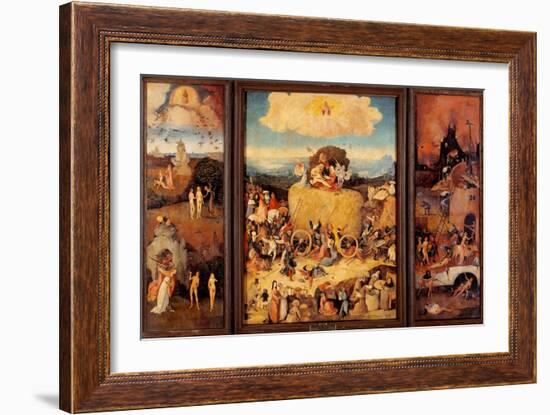 Tryptych of Hay, (Full open view)-Hieronymus Bosch-Framed Art Print