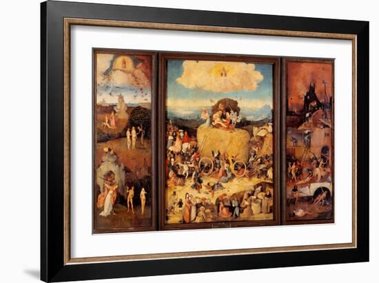 Tryptych of Hay, (Full open view)-Hieronymus Bosch-Framed Art Print