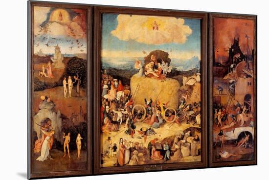 Tryptych of Hay, (Full open view)-Hieronymus Bosch-Mounted Art Print