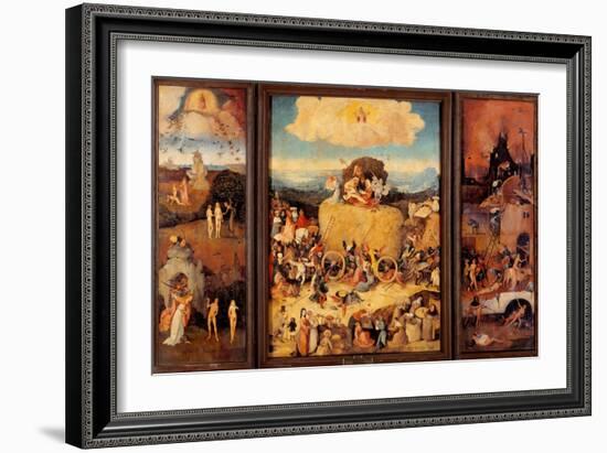 Tryptych of Hay, (Full open view)-Hieronymus Bosch-Framed Art Print