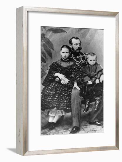 Tsar Alexander II of Russia with His Daughter Maria and Son Sergei, C1860-C1862-null-Framed Giclee Print