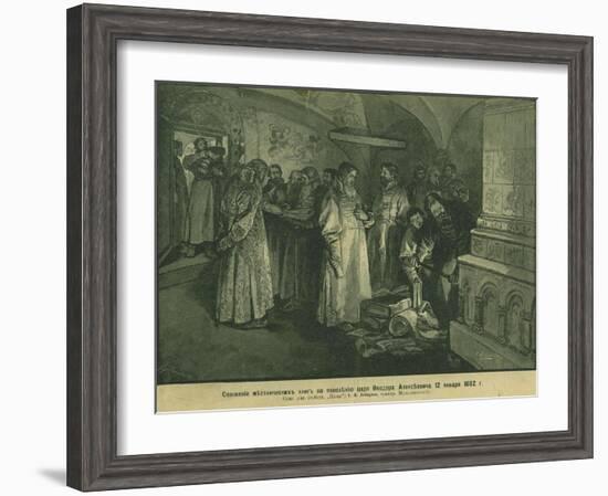 Tsar Fyodor III Burn the Books of Russian Nobility 1682, 1897-Klavdi Vasilyevich Lebedev-Framed Giclee Print