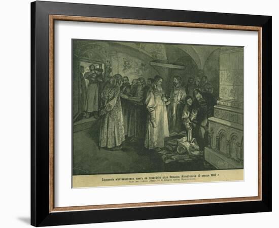 Tsar Fyodor III Burn the Books of Russian Nobility 1682, 1897-Klavdi Vasilyevich Lebedev-Framed Giclee Print