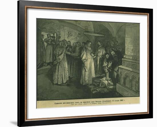 Tsar Fyodor III Burn the Books of Russian Nobility 1682, 1897-Klavdi Vasilyevich Lebedev-Framed Giclee Print