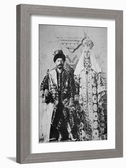 Tsar Nicholas Ii and Tsaritsa Alexandra in Full Coronation Regalia, May 1896 (B/W Photo)-Russian Photographer-Framed Giclee Print