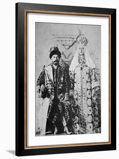 Tsar Nicholas Ii and Tsaritsa Alexandra in Full Coronation Regalia, May 1896 (B/W Photo)-Russian Photographer-Framed Giclee Print