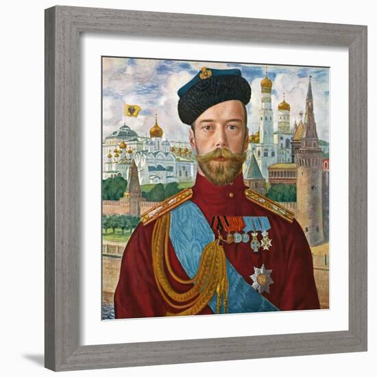 Tsar Nicholas II of Russia, 1915-Boris Mikhajlovich Kustodiev-Framed Giclee Print