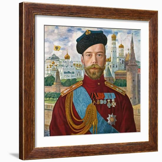 Tsar Nicholas II of Russia, 1915-Boris Mikhajlovich Kustodiev-Framed Giclee Print