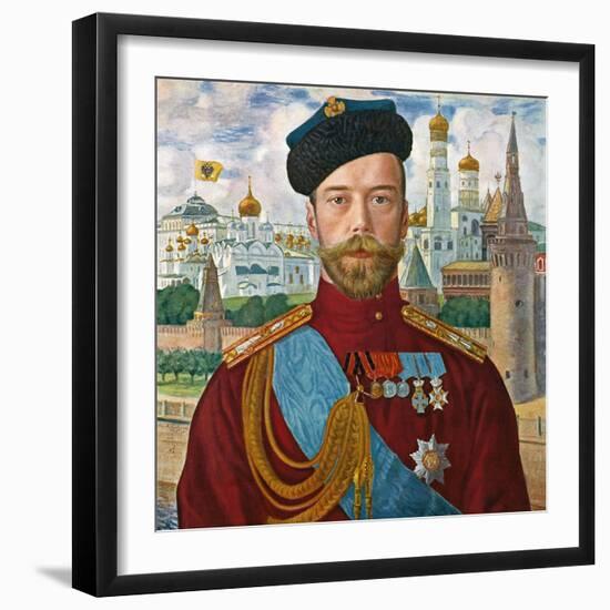 Tsar Nicholas II of Russia, 1915-Boris Mikhajlovich Kustodiev-Framed Giclee Print