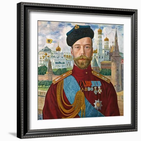 Tsar Nicholas II of Russia, 1915-Boris Mikhajlovich Kustodiev-Framed Giclee Print