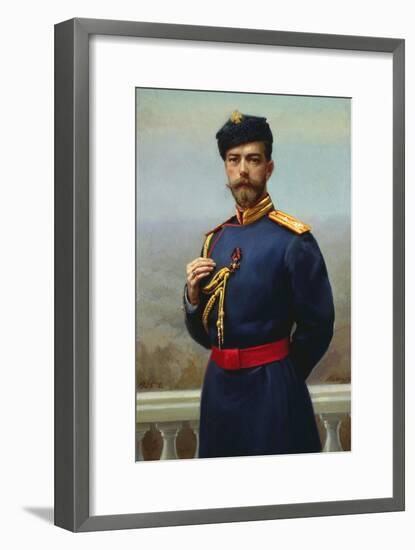 Tsar Nicholas II of Russia with the Cross of Saint Vladimir, 1905-Genrich Maniser-Framed Giclee Print