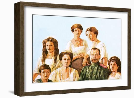 Tsar Nicholas Ii with This Family-Richard Hook-Framed Giclee Print