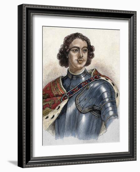 Tsar of Russia (1682-1725). He Was Proclaimed Tsar after the Death of His Brother Fedor Iii (1682)-Prisma Archivo-Framed Photographic Print