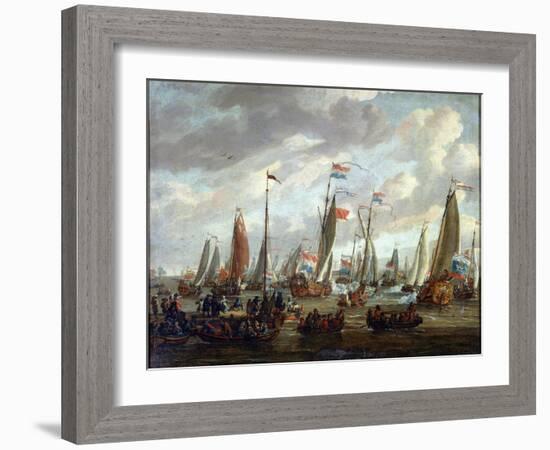 Tsar Peter I Visiting England in January 1698, Early 18th Century-Abraham Storck-Framed Giclee Print