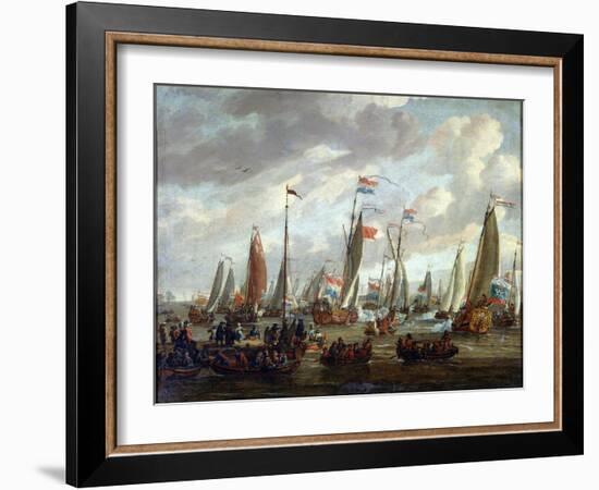 Tsar Peter I Visiting England in January 1698, Early 18th Century-Abraham Storck-Framed Giclee Print