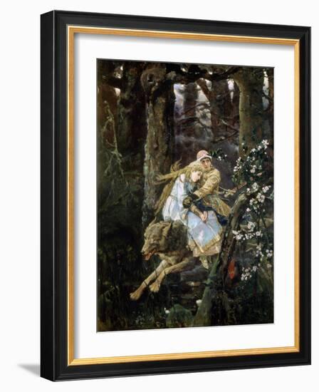 Tsarevich Ivan Riding the Grey Wolf, 1889-Viktor Mihajlovic Vasnecov-Framed Giclee Print