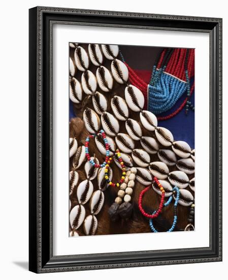 Tsemay Woman's Traditional Goatskin Dress, Key Afir, Lower Omo Valley, Ethiopia-Jane Sweeney-Framed Photographic Print