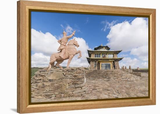 Tsorjiin Khureenii temple and Genghis Khan statue, Middle Gobi province, Mongolia, Central Asia, As-Francesco Vaninetti-Framed Premier Image Canvas