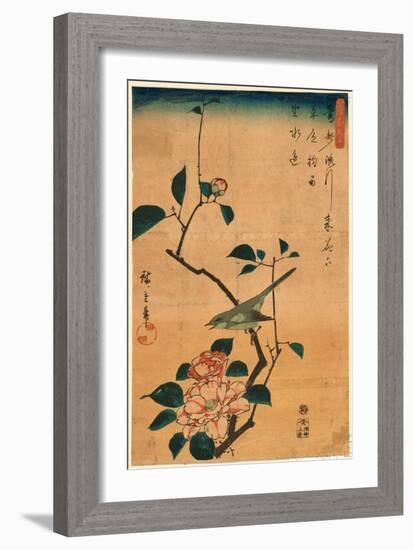 Tsubaki Ni Uguisu-Utagawa Hiroshige-Framed Giclee Print