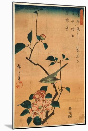 Tsubaki Ni Uguisu-Utagawa Hiroshige-Mounted Giclee Print