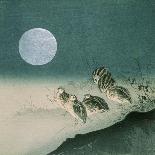 Quails and Full Moon, C.Early 1900s-Tsukioka Kogyo-Framed Giclee Print