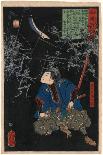 A Triptych of Fujiwara No Yasumasa Playing the Flute by Moonlight-Tsukioka Kinzaburo Yoshitoshi-Stretched Canvas