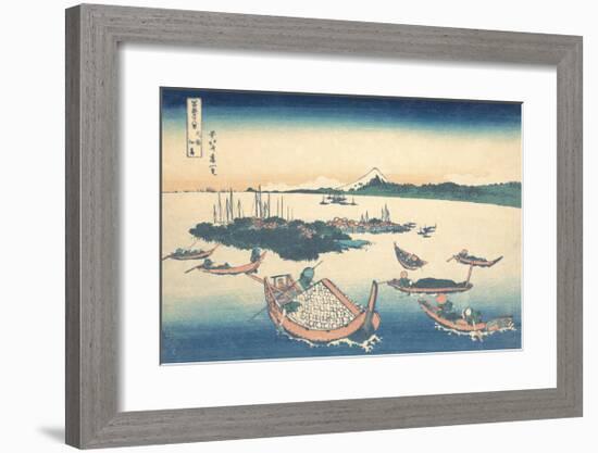 Tsukudajima in Musashi Province-Katsushika Hokusai-Framed Premium Giclee Print