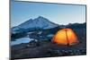 Ttent illuminated at twilight at backcountry camp on Ptarmigan Ridge. North Cascades, WA-Alan Majchrowicz-Mounted Photographic Print