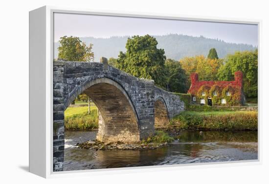 Tu Hwnt I'R Bont Tearoom and Pont Fawr (Big Bridge) in Autumn, Llanrwst, Snowdonia, Conwy, Wales-Stuart Black-Framed Premier Image Canvas