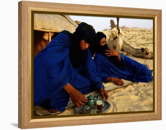 Tuareg Men Preparing for Tea Ceremony Outside a Traditional Homestead, Timbuktu, Mali-Ariadne Van Zandbergen-Framed Premier Image Canvas