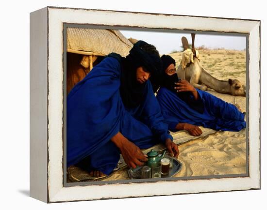 Tuareg Men Preparing for Tea Ceremony Outside a Traditional Homestead, Timbuktu, Mali-Ariadne Van Zandbergen-Framed Premier Image Canvas