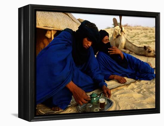 Tuareg Men Preparing for Tea Ceremony Outside a Traditional Homestead, Timbuktu, Mali-Ariadne Van Zandbergen-Framed Premier Image Canvas