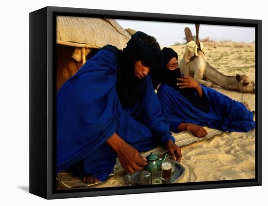 Tuareg Men Preparing for Tea Ceremony Outside a Traditional Homestead, Timbuktu, Mali-Ariadne Van Zandbergen-Framed Premier Image Canvas