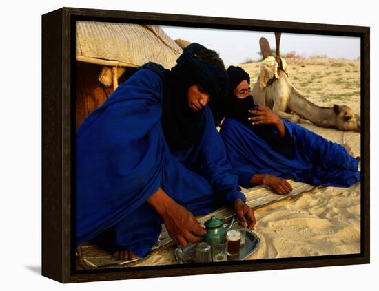 Tuareg Men Preparing for Tea Ceremony Outside a Traditional Homestead, Timbuktu, Mali-Ariadne Van Zandbergen-Framed Premier Image Canvas