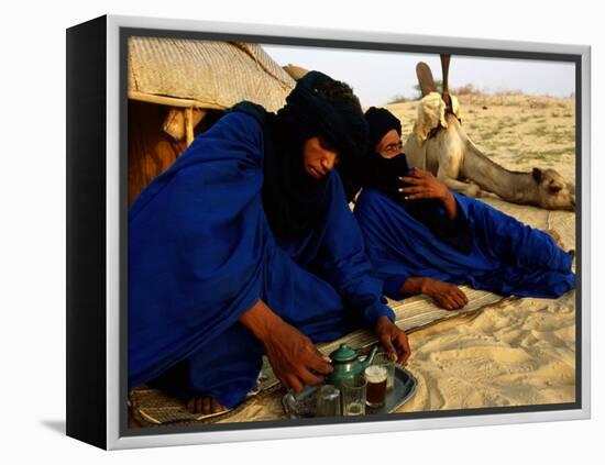 Tuareg Men Preparing for Tea Ceremony Outside a Traditional Homestead, Timbuktu, Mali-Ariadne Van Zandbergen-Framed Premier Image Canvas