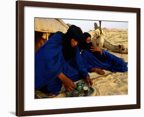 Tuareg Men Preparing for Tea Ceremony Outside a Traditional Homestead, Timbuktu, Mali-Ariadne Van Zandbergen-Framed Photographic Print