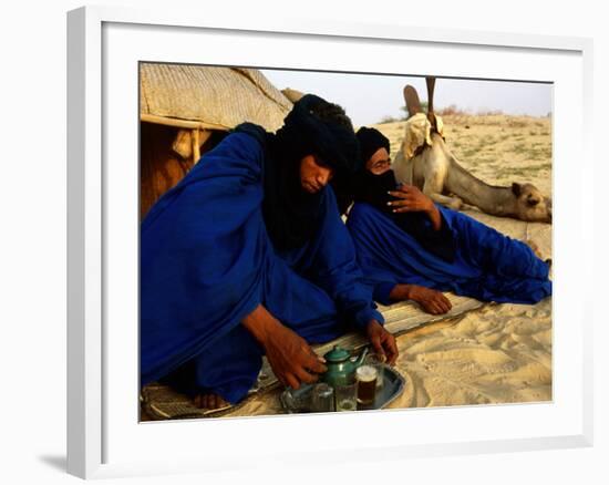 Tuareg Men Preparing for Tea Ceremony Outside a Traditional Homestead, Timbuktu, Mali-Ariadne Van Zandbergen-Framed Photographic Print