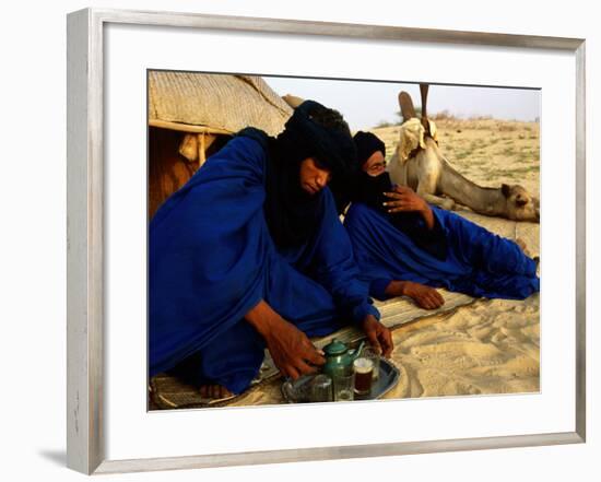 Tuareg Men Preparing for Tea Ceremony Outside a Traditional Homestead, Timbuktu, Mali-Ariadne Van Zandbergen-Framed Photographic Print