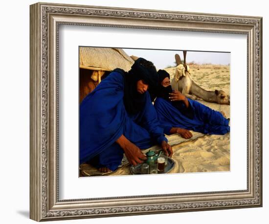 Tuareg Men Preparing for Tea Ceremony Outside a Traditional Homestead, Timbuktu, Mali-Ariadne Van Zandbergen-Framed Photographic Print