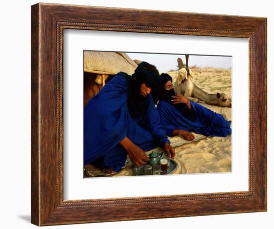 Tuareg Men Preparing for Tea Ceremony Outside a Traditional Homestead, Timbuktu, Mali-Ariadne Van Zandbergen-Framed Photographic Print