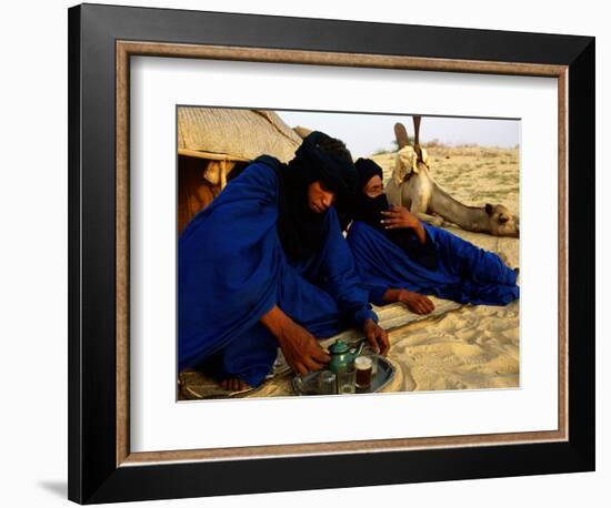 Tuareg Men Preparing for Tea Ceremony Outside a Traditional Homestead, Timbuktu, Mali-Ariadne Van Zandbergen-Framed Photographic Print