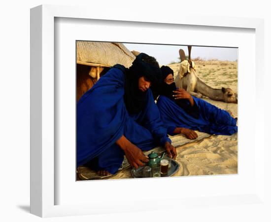 Tuareg Men Preparing for Tea Ceremony Outside a Traditional Homestead, Timbuktu, Mali-Ariadne Van Zandbergen-Framed Photographic Print