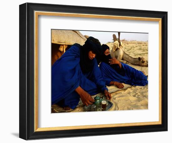 Tuareg Men Preparing for Tea Ceremony Outside a Traditional Homestead, Timbuktu, Mali-Ariadne Van Zandbergen-Framed Photographic Print