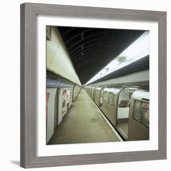 Tube Train Standing at Blackhorse Road Station on the Victoria Line, London, 1974-Michael Walters-Framed Photographic Print