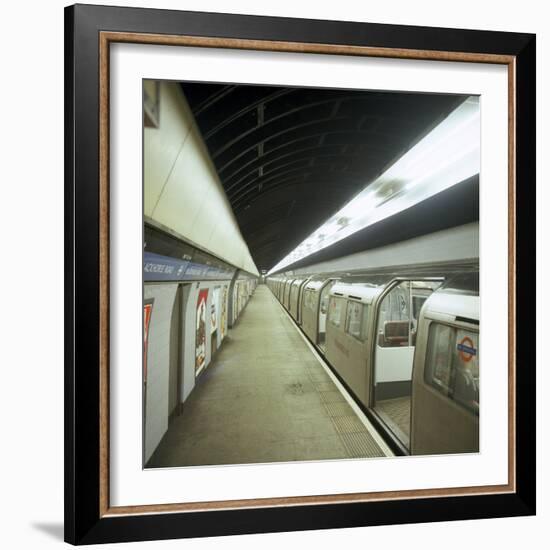 Tube Train Standing at Blackhorse Road Station on the Victoria Line, London, 1974-Michael Walters-Framed Photographic Print