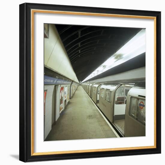 Tube Train Standing at Blackhorse Road Station on the Victoria Line, London, 1974-Michael Walters-Framed Photographic Print