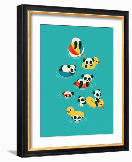 Tubing Pandas-Jay Fleck-Framed Art Print