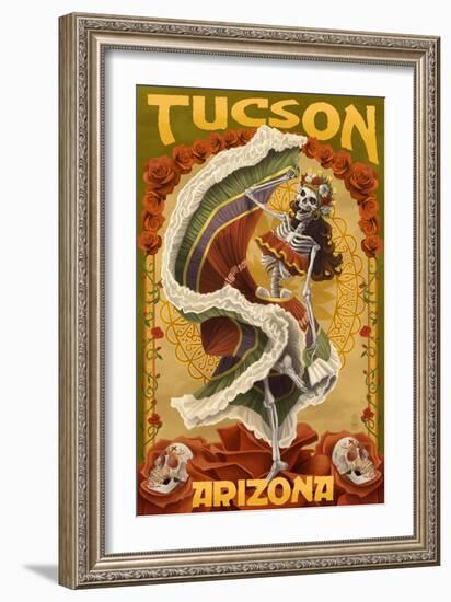 Tucson, Arizona - Day of the Dead Skeleton Dancing-Lantern Press-Framed Art Print