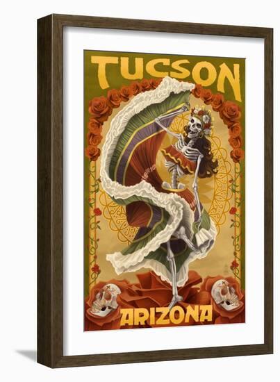 Tucson, Arizona - Day of the Dead Skeleton Dancing-Lantern Press-Framed Art Print