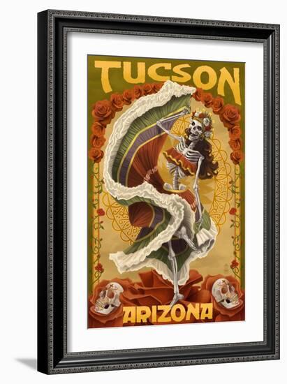 Tucson, Arizona - Day of the Dead Skeleton Dancing-Lantern Press-Framed Art Print